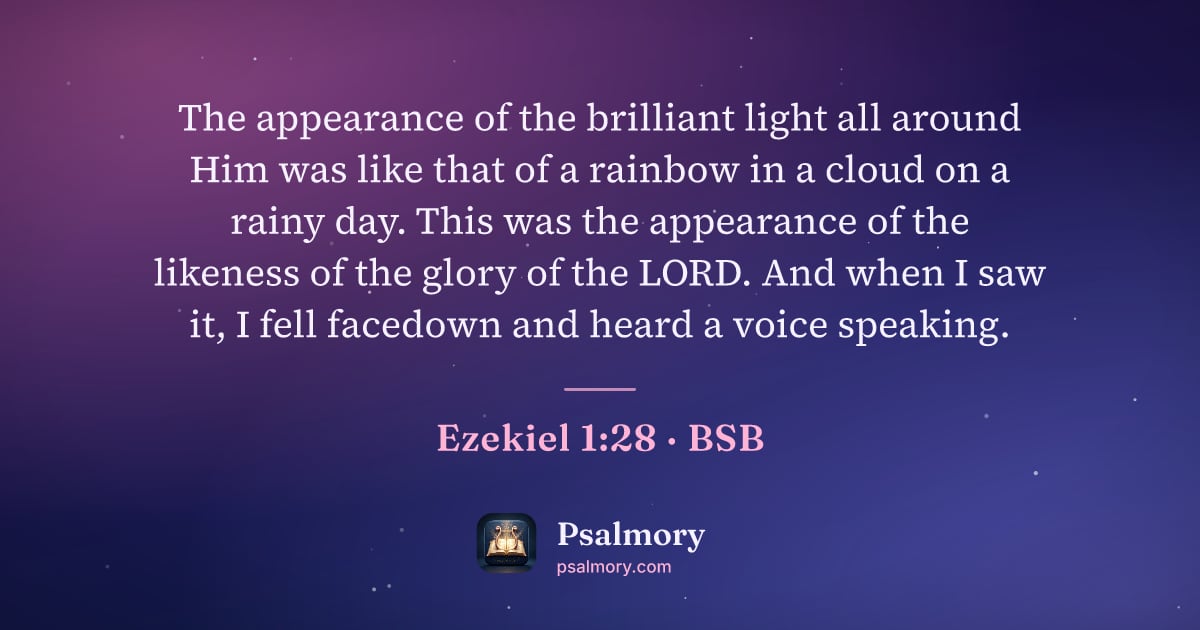 Ezekiel 1:28 verse artwork: The appearance of the brilliant light all around Him was like that of a rainbow in a…