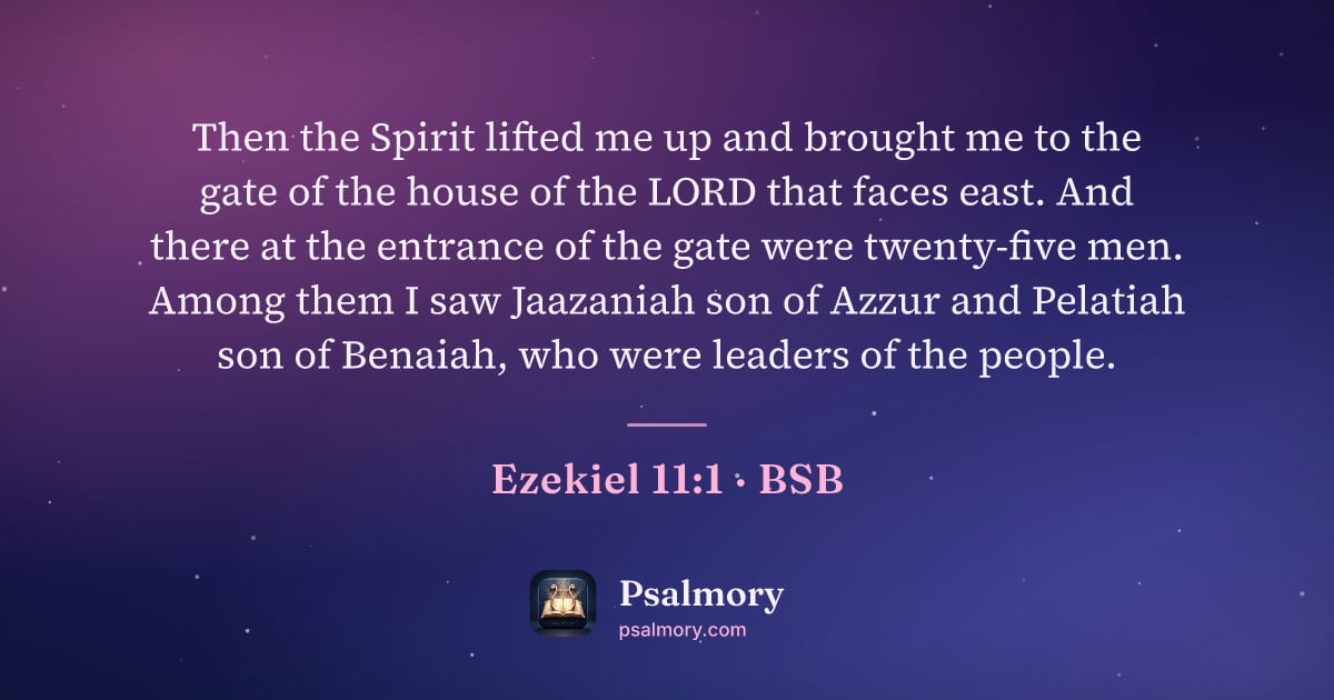 Ezekiel 11:1 verse artwork: Then the Spirit lifted me up and brought me to the gate of the house of the LORD that…