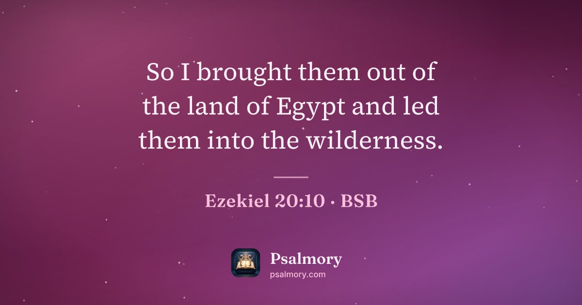 Ezekiel 20:10 verse artwork: So I brought them out of the land of Egypt and led them into the wilderness.