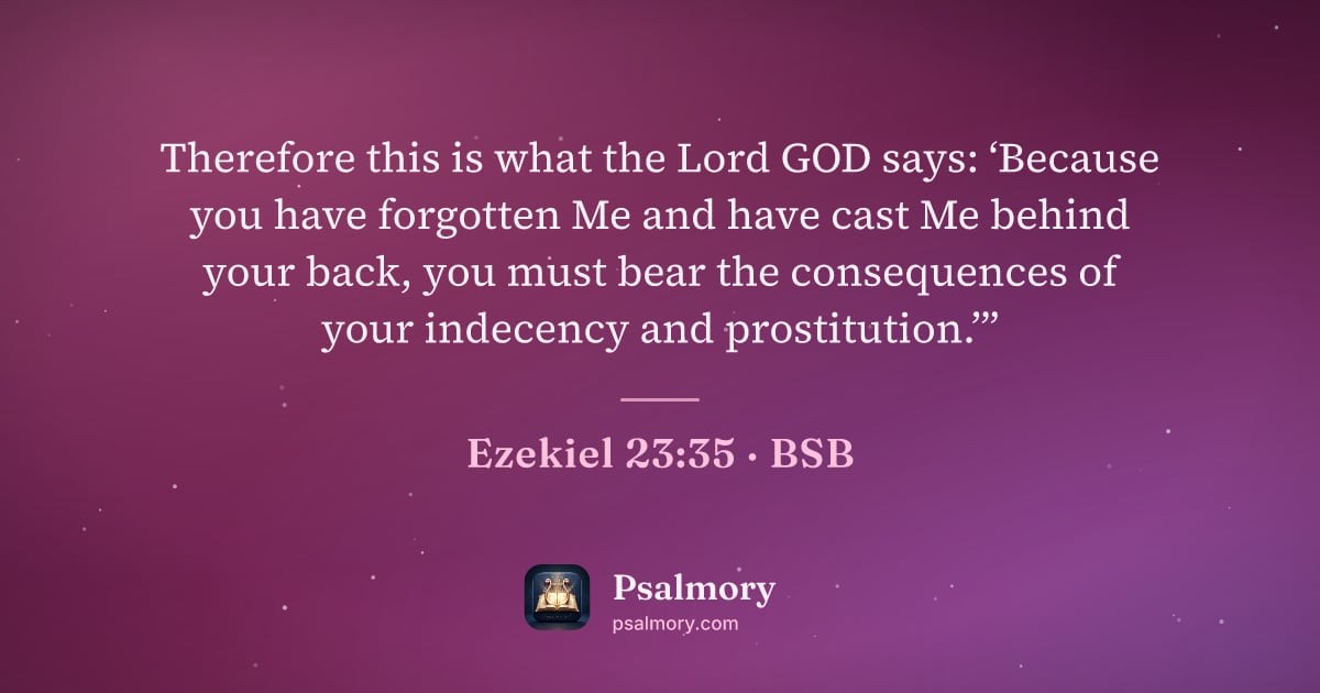 Ezekiel 23:35 verse artwork: Therefore this is what the Lord GOD says: ‘Because you have forgotten Me and have cast…