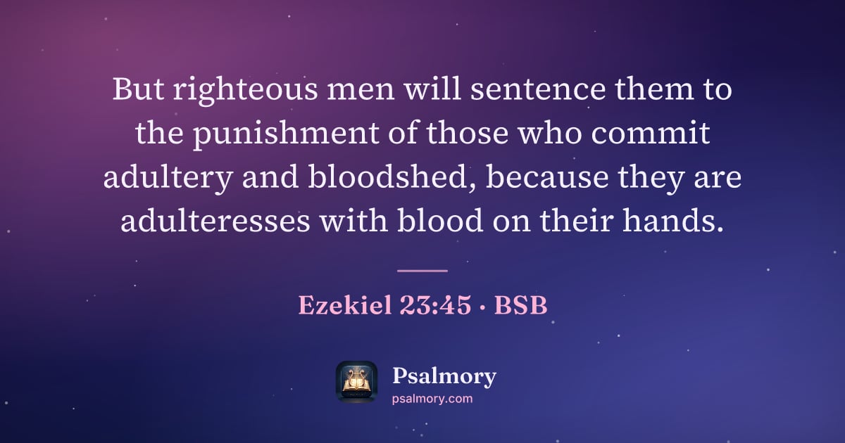 Ezekiel 23:45 verse artwork: But righteous men will sentence them to the punishment of those who commit adultery and…