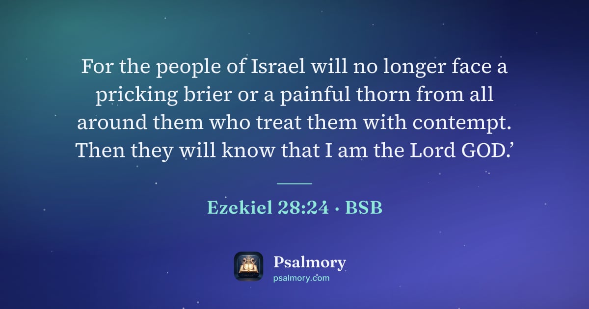 Ezekiel 28:24 verse artwork: For the people of Israel will no longer face a pricking brier or a painful thorn from…