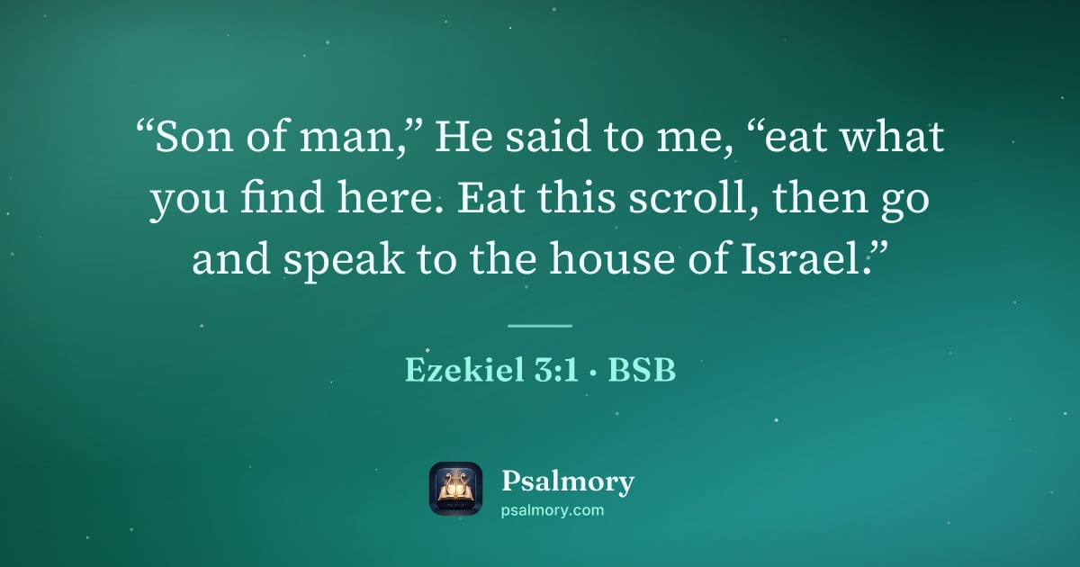 Ezekiel 3:1 verse artwork: “Son of man,” He said to me, “eat what you find here. Eat this scroll, then go and speak…