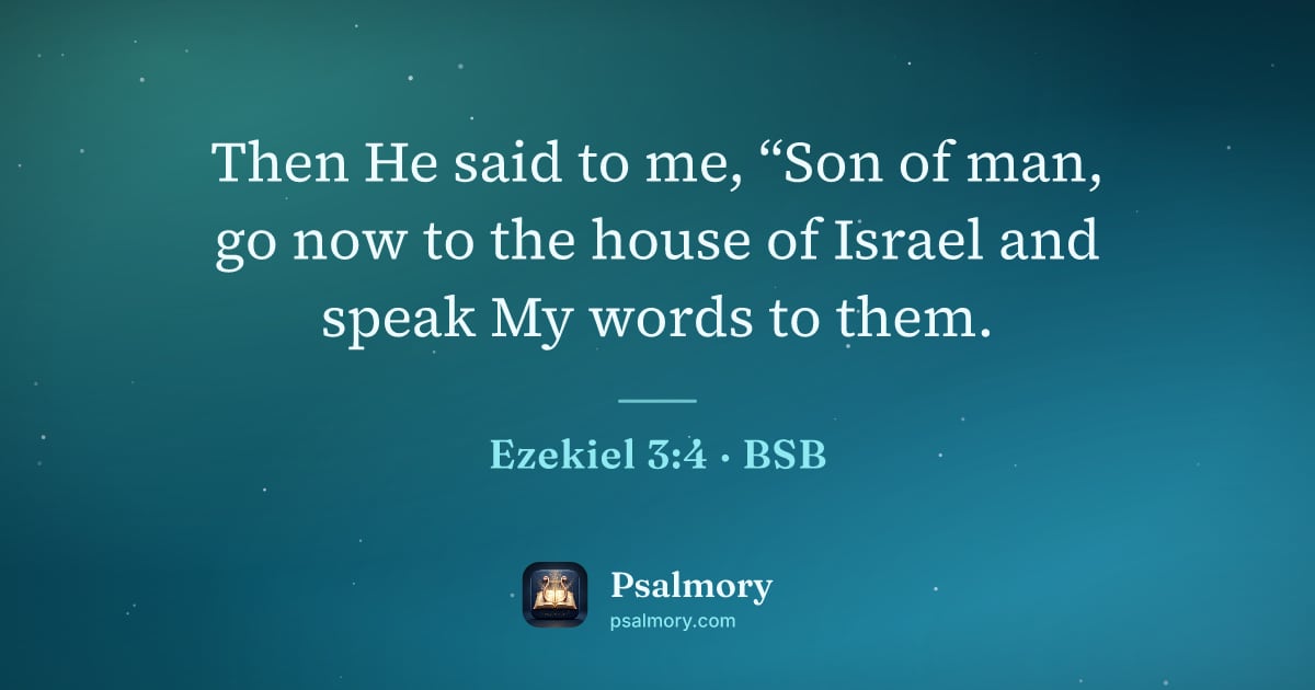 Ezekiel 3:4 verse artwork: Then He said to me, “Son of man, go now to the house of Israel and speak My words to them.