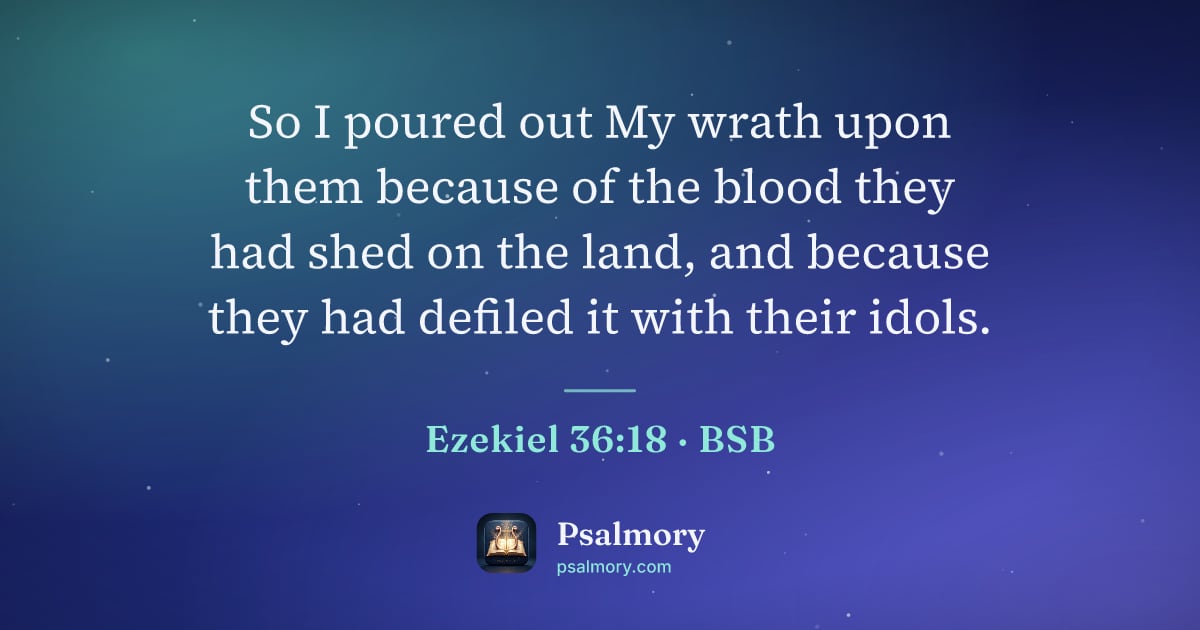 Ezekiel 36:18 verse artwork: So I poured out My wrath upon them because of the blood they had shed on the land, and…