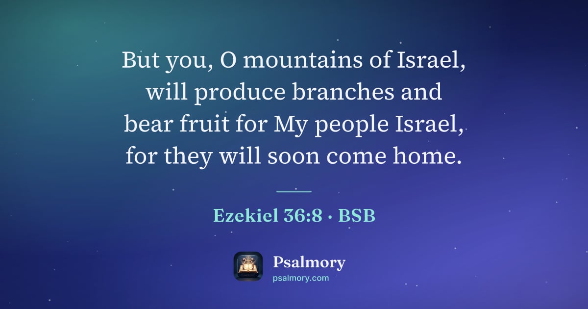 Ezekiel 36:8 verse artwork: But you, O mountains of Israel, will produce branches and bear fruit for My people…