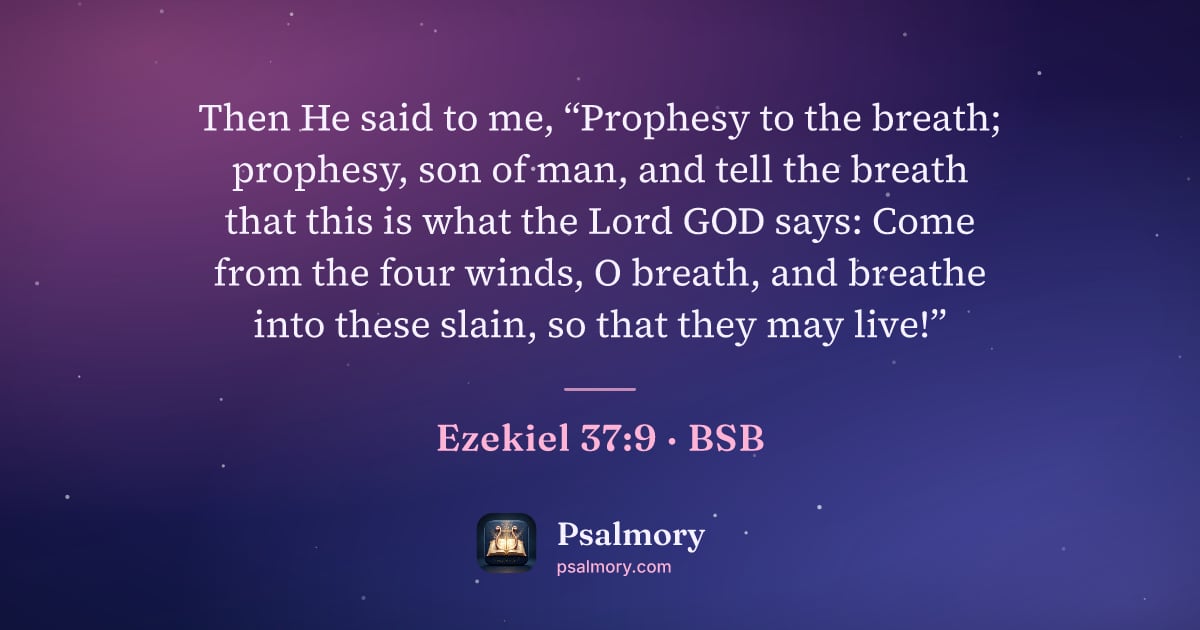 Ezekiel 37:9 verse artwork: Then He said to me, “Prophesy to the breath; prophesy, son of man, and tell the breath…