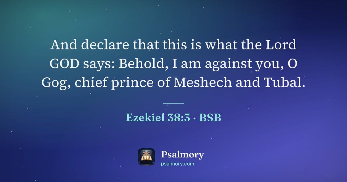 Ezekiel 38:3 verse artwork: And declare that this is what the Lord GOD says: Behold, I am against you, O Gog, chief…