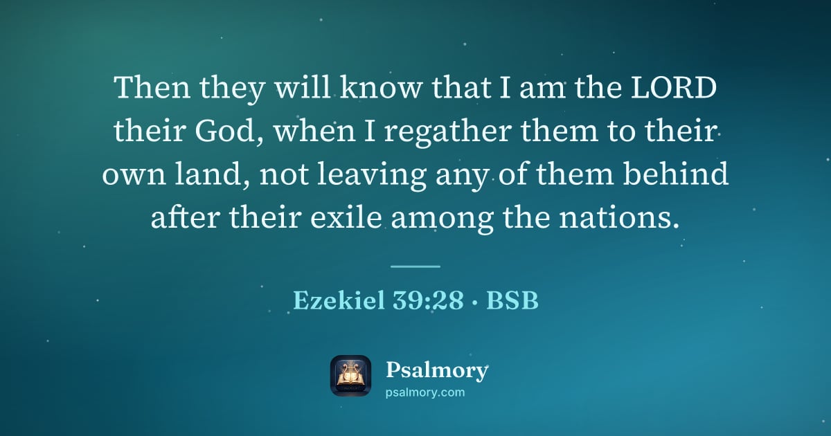 Ezekiel 39:28 verse artwork: Then they will know that I am the LORD their God, when I regather them to their own…