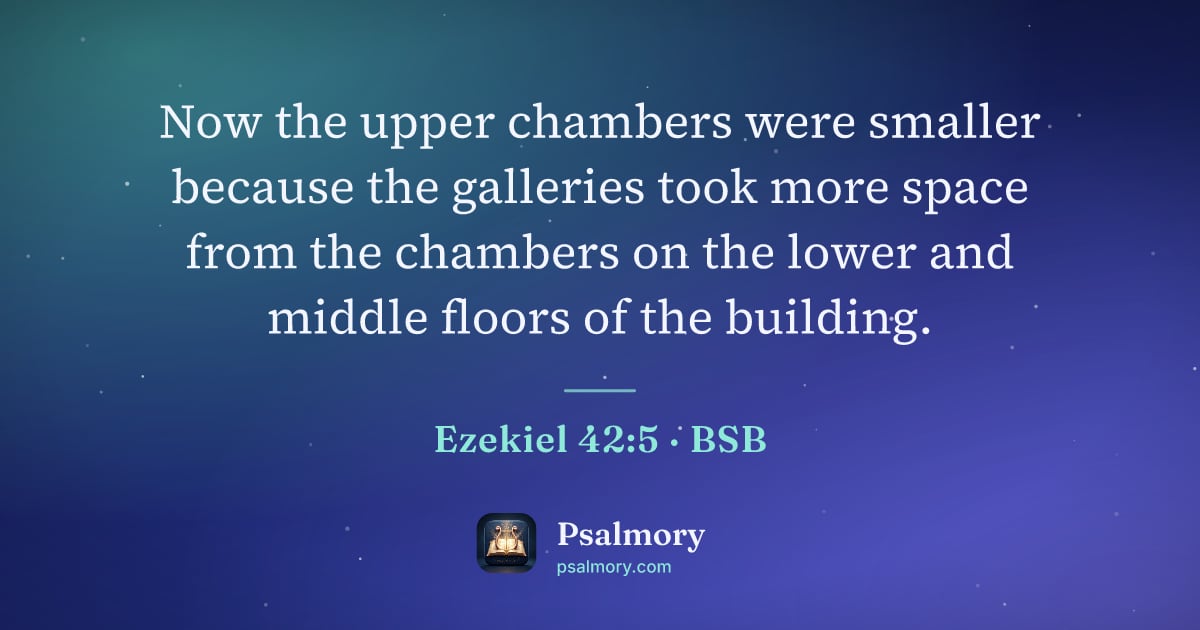 Ezekiel 42:5 verse artwork: Now the upper chambers were smaller because the galleries took more space from the…