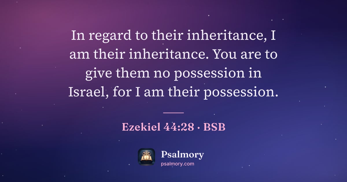 Ezekiel 44:28 verse artwork: In regard to their inheritance, I am their inheritance. You are to give them no…