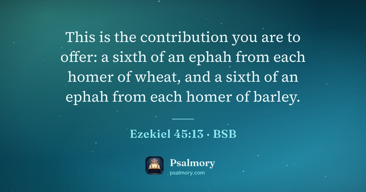 Ezekiel 45:13 verse artwork: This is the contribution you are to offer: a sixth of an ephah from each homer of wheat,…