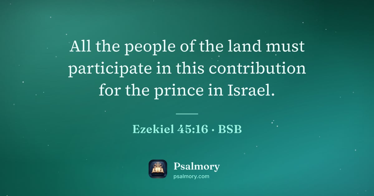 Ezekiel 45:16 verse artwork: All the people of the land must participate in this contribution for the prince in Israel.