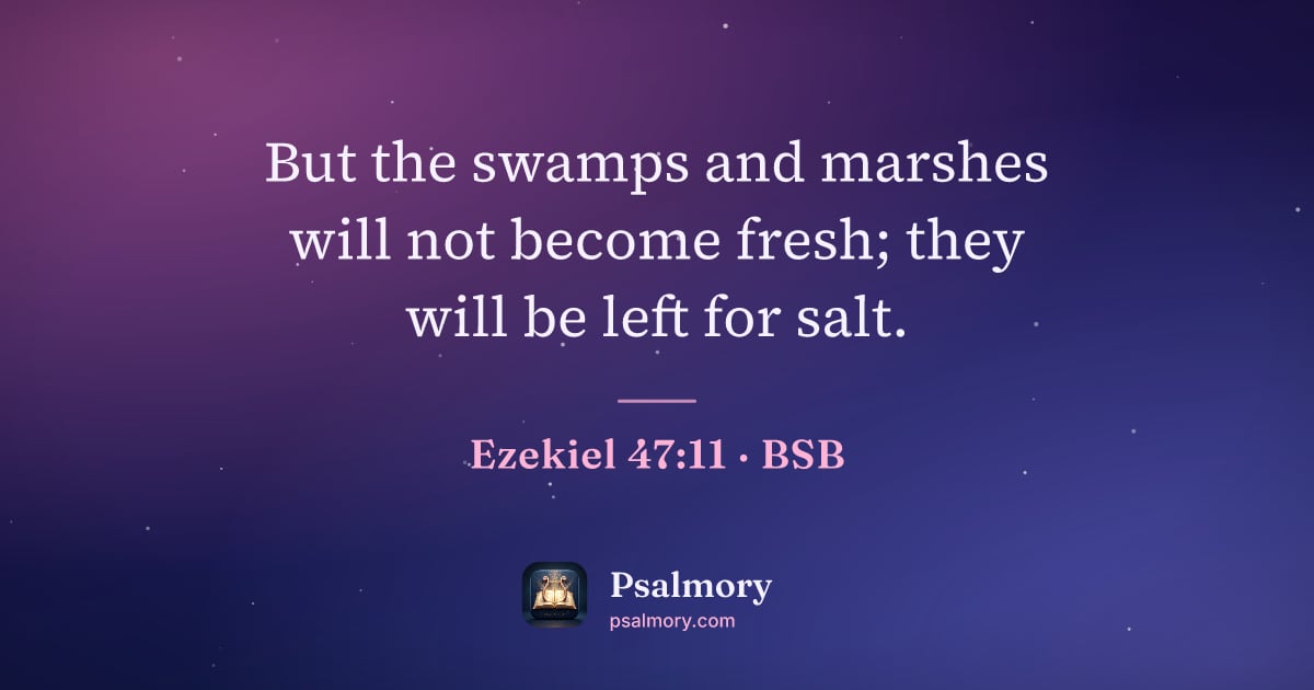 Ezekiel 47:11 verse artwork: But the swamps and marshes will not become fresh; they will be left for salt.