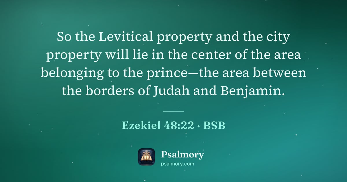 Ezekiel 48:22 verse artwork: So the Levitical property and the city property will lie in the center of the area…