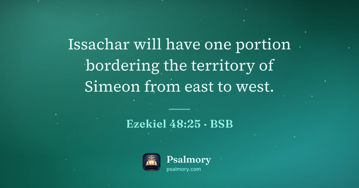 Ezekiel 48:25 verse artwork: Issachar will have one portion bordering the territory of Simeon from east to west.