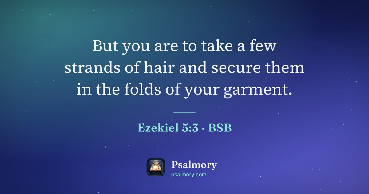 Ezekiel 5:3 verse artwork: But you are to take a few strands of hair and secure them in the folds of your garment.