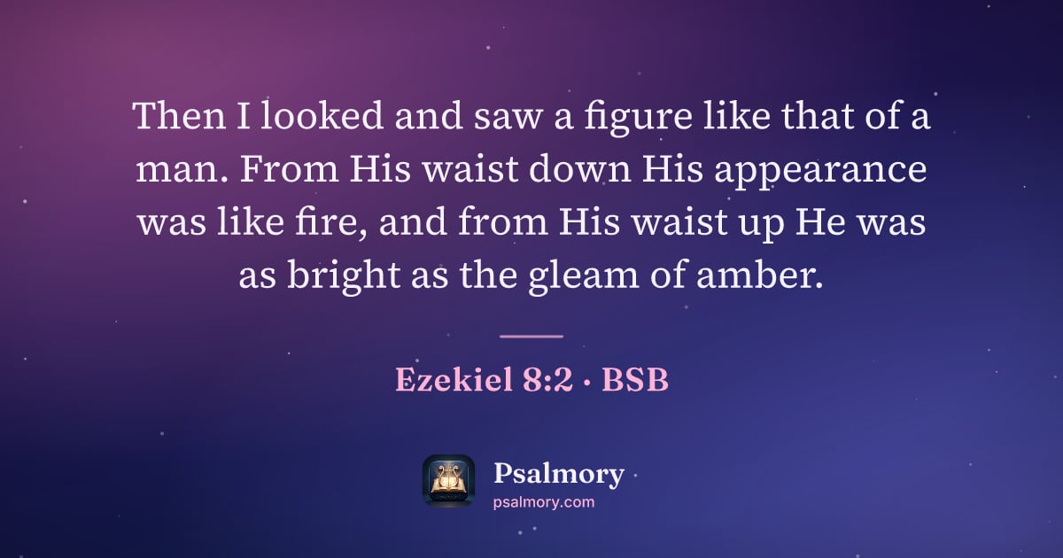Ezekiel 8:2 verse artwork: Then I looked and saw a figure like that of a man. From His waist down His appearance…