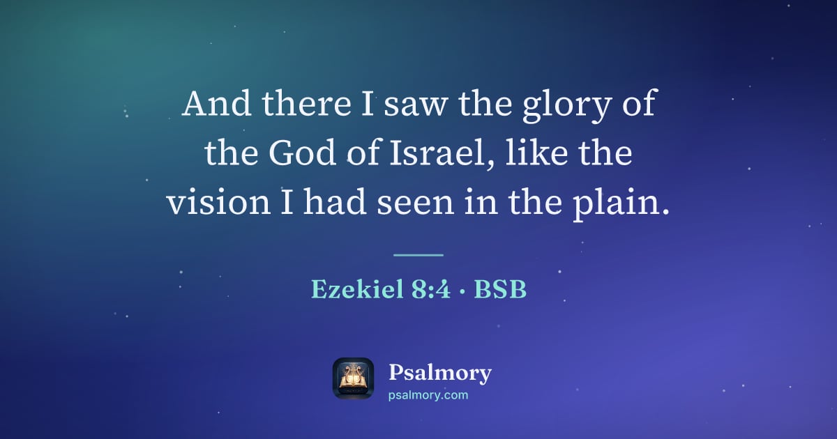 Ezekiel 8:4 verse artwork: And there I saw the glory of the God of Israel, like the vision I had seen in the plain.
