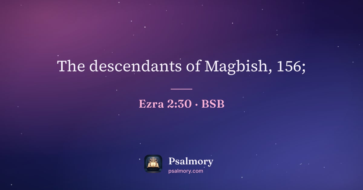 Ezra 2:30 verse artwork: The descendants of Magbish, 156;