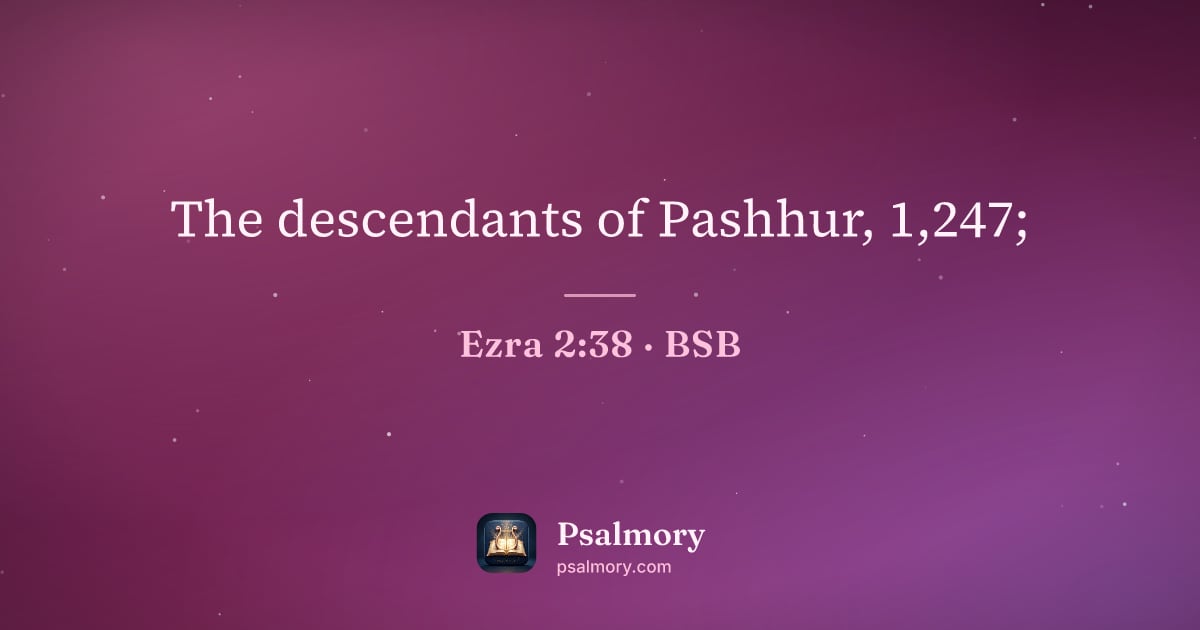 Ezra 2:38 verse artwork: The descendants of Pashhur, 1,247;