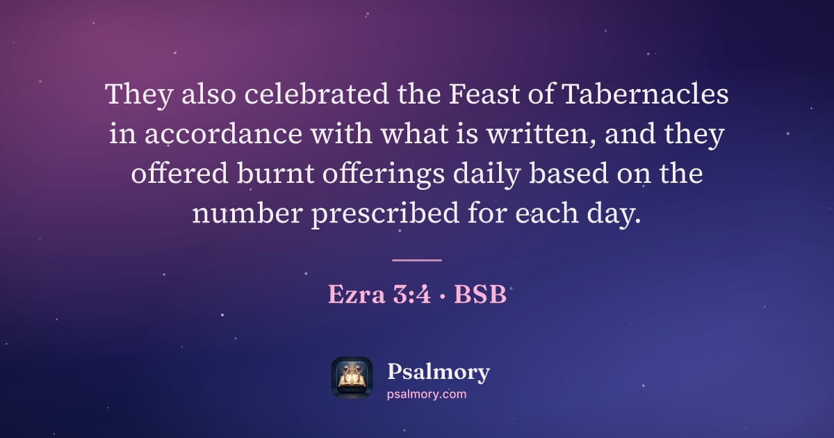 Ezra 3:4 verse artwork: They also celebrated the Feast of Tabernacles in accordance with what is written, and…