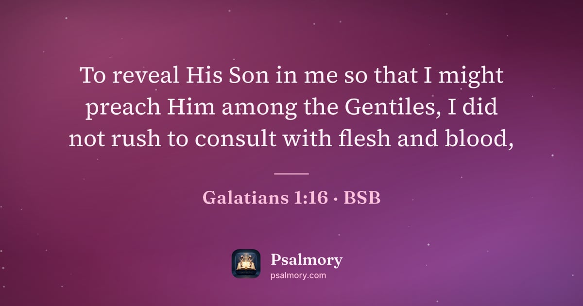 Galatians 1:16 verse artwork: To reveal His Son in me so that I might preach Him among the Gentiles, I did not rush to…