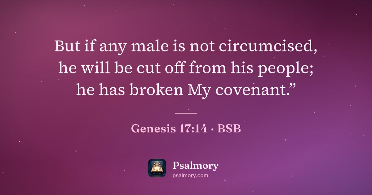 Genesis 17:14 verse artwork: But if any male is not circumcised, he will be cut off from his people; he has broken My…