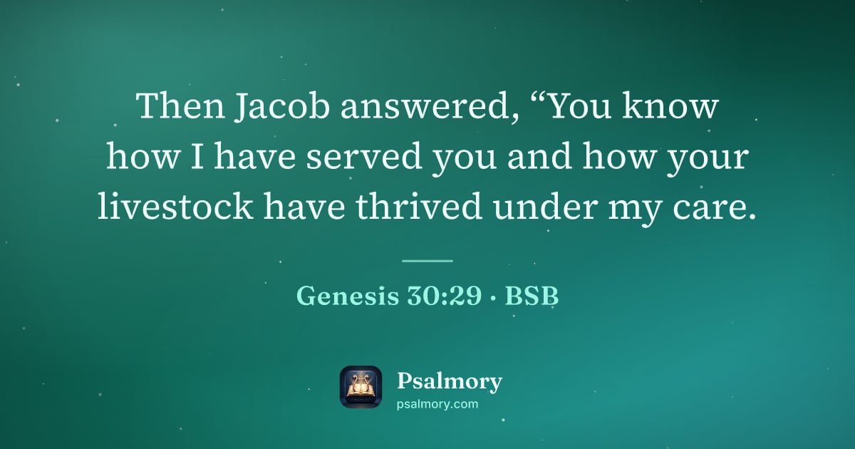 Genesis 30:29 verse artwork: Then Jacob answered, “You know how I have served you and how your livestock have thrived…