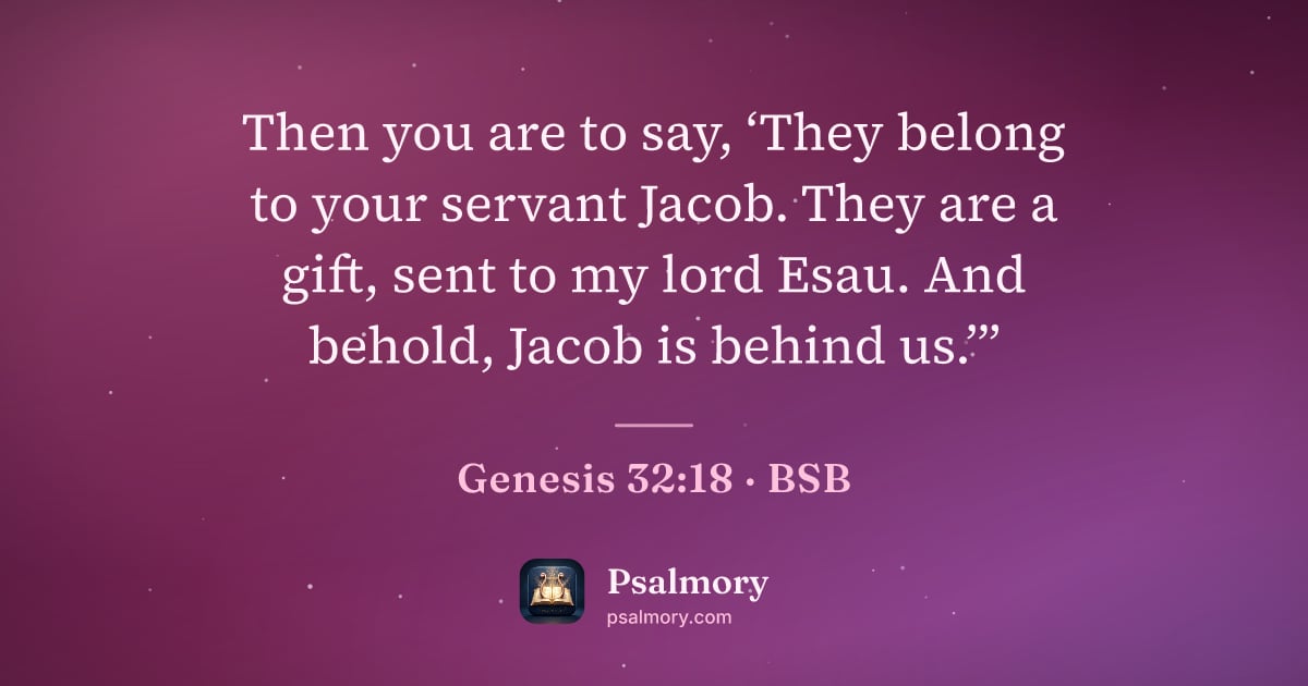 Genesis 32:18 verse artwork: Then you are to say, ‘They belong to your servant Jacob. They are a gift, sent to my…