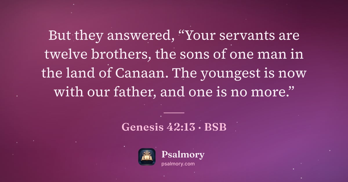 Genesis 42:13 verse artwork: But they answered, “Your servants are twelve brothers, the sons of one man in the land…