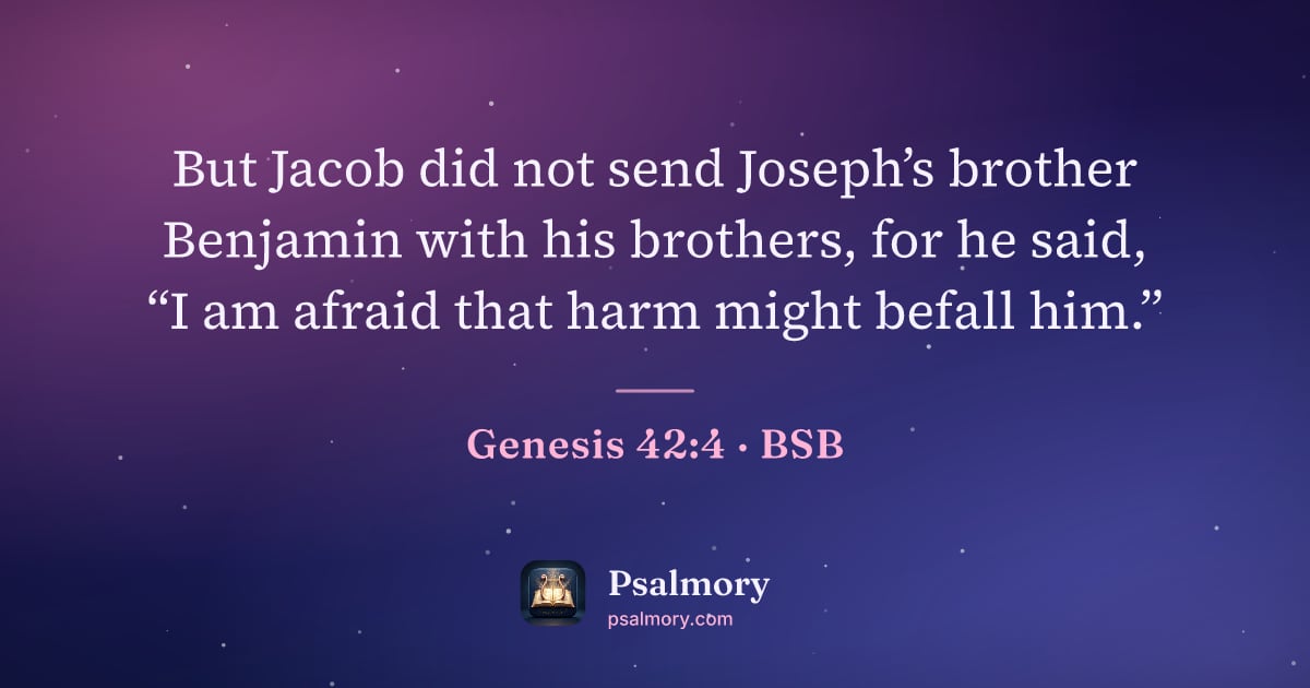 Genesis 42:4 verse artwork: But Jacob did not send Joseph’s brother Benjamin with his brothers, for he said, “I am…