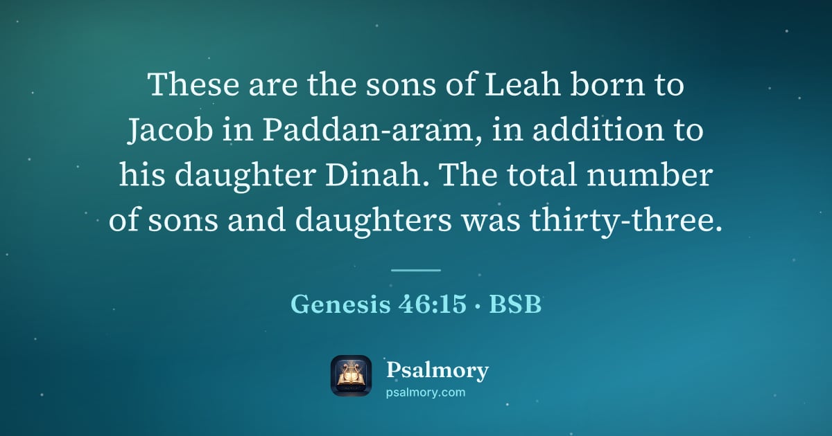 Genesis 46:15 verse artwork: These are the sons of Leah born to Jacob in Paddan-aram, in addition to his daughter…