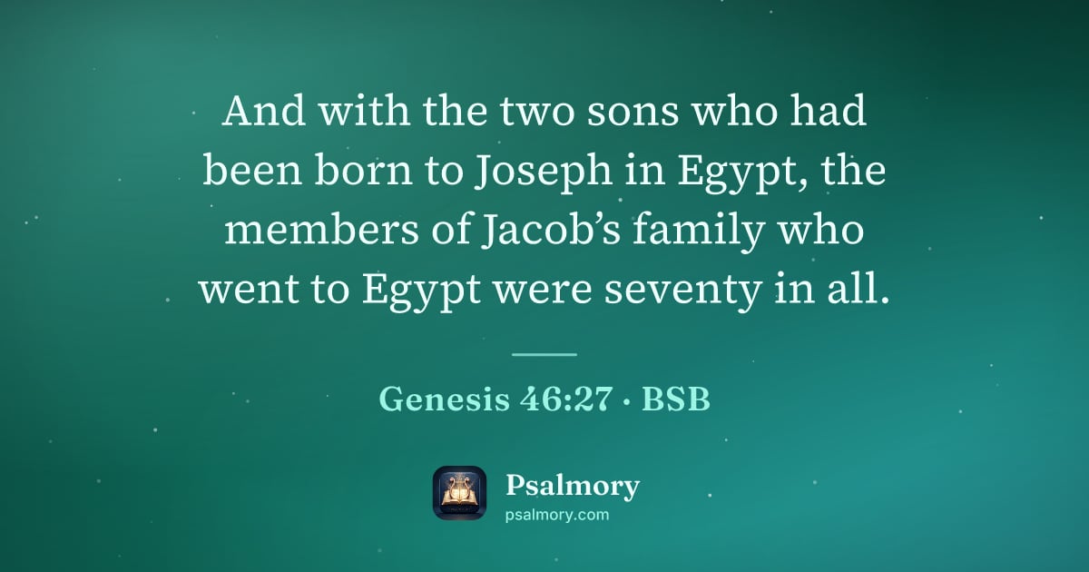 Genesis 46:27 verse artwork: And with the two sons who had been born to Joseph in Egypt, the members of Jacob’s…