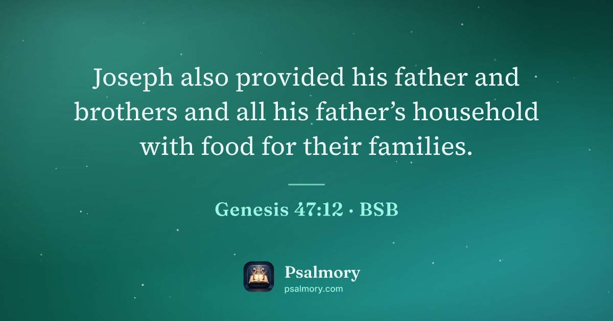 Genesis 47:12 verse artwork: Joseph also provided his father and brothers and all his father’s household with food…