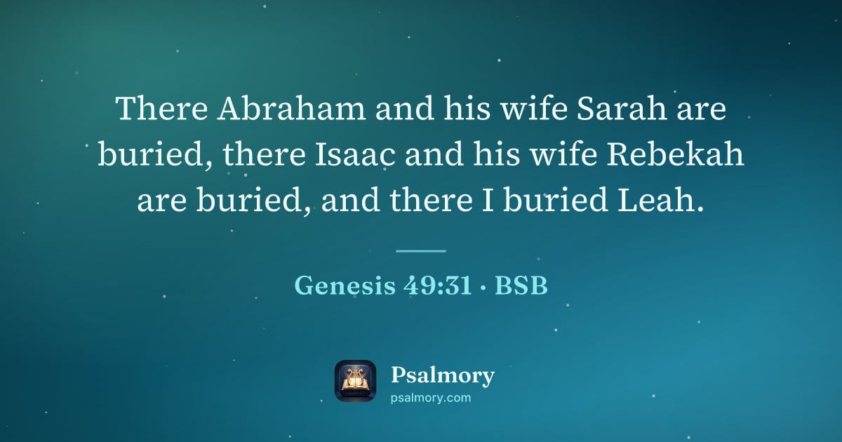 Genesis 49:31 verse artwork: There Abraham and his wife Sarah are buried, there Isaac and his wife Rebekah are…
