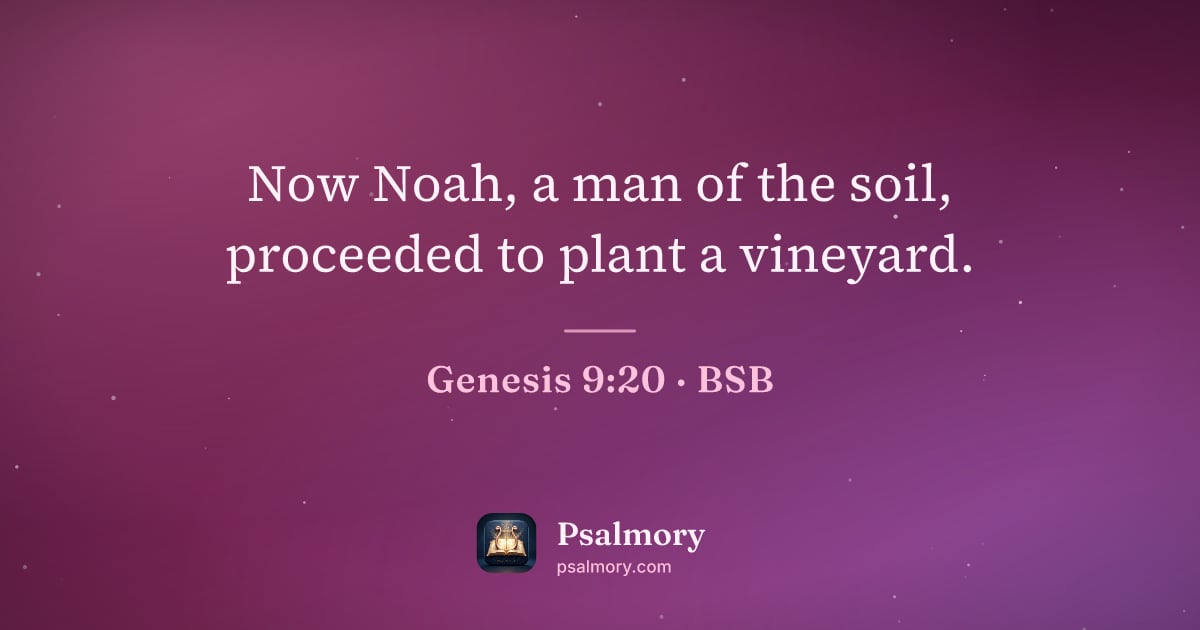Genesis 9:20 verse artwork: Now Noah, a man of the soil, proceeded to plant a vineyard.