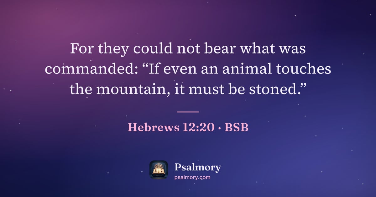 Hebrews 12:20 verse artwork: For they could not bear what was commanded: “If even an animal touches the mountain, it…