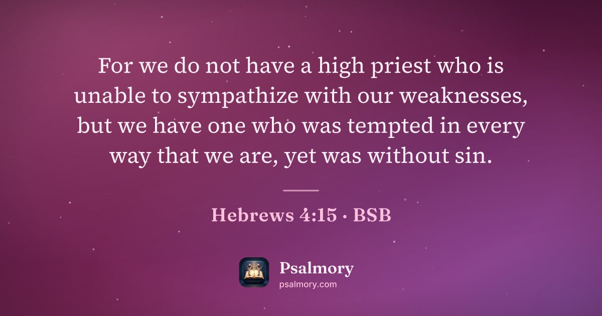 Hebrews 4:15 verse artwork: For we do not have a high priest who is unable to sympathize with our weaknesses, but we…