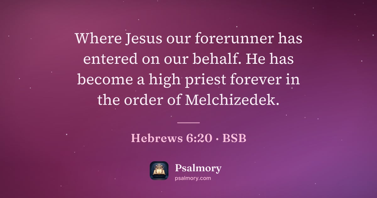 Hebrews 6:20 verse artwork: Where Jesus our forerunner has entered on our behalf. He has become a high priest…