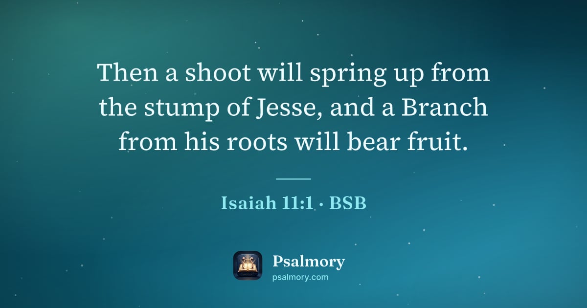 Isaiah 11:1 verse artwork: Then a shoot will spring up from the stump of Jesse, and a Branch from his roots will…