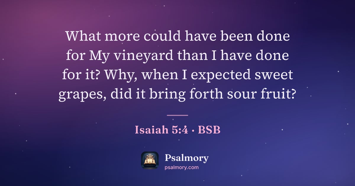 Isaiah 5:4 verse artwork: What more could have been done for My vineyard than I have done for it? Why, when I…