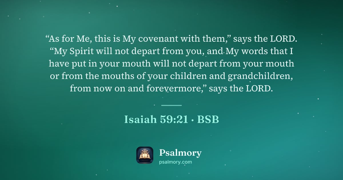 Isaiah 59:21 verse artwork: “As for Me, this is My covenant with them,” says the LORD. “My Spirit will not depart…