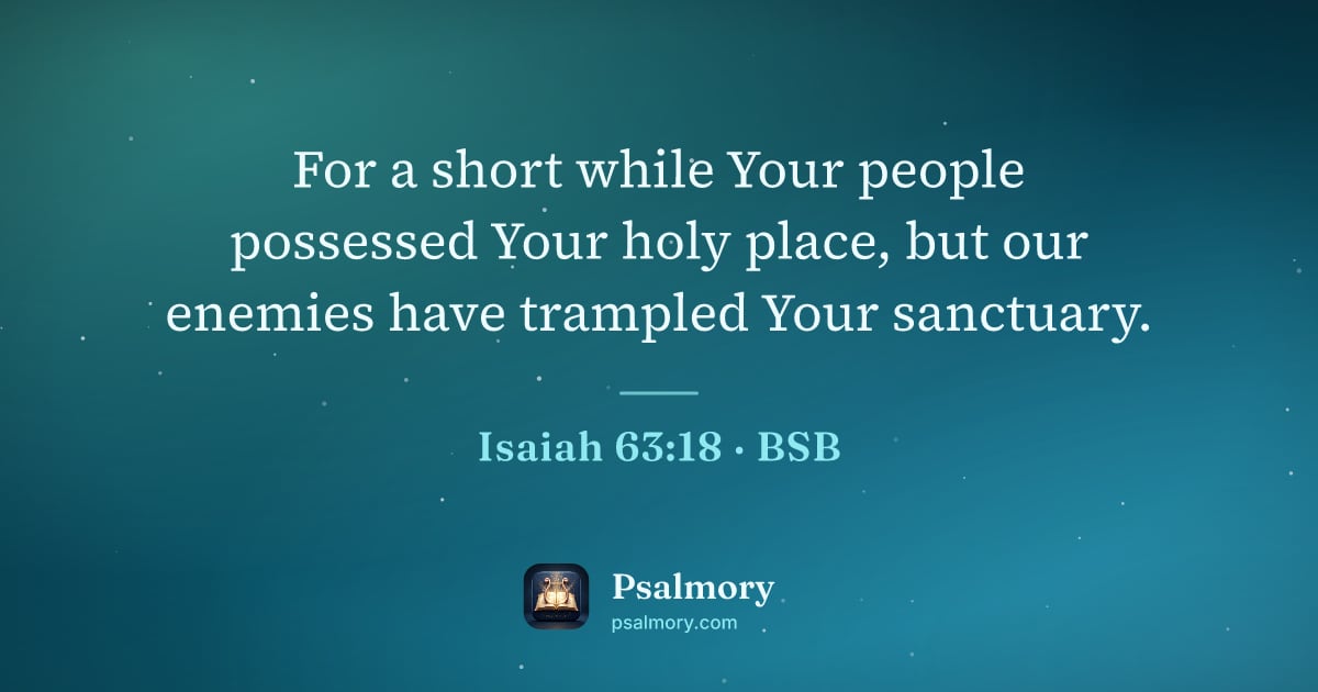 Isaiah 63:18 verse artwork: For a short while Your people possessed Your holy place, but our enemies have trampled…