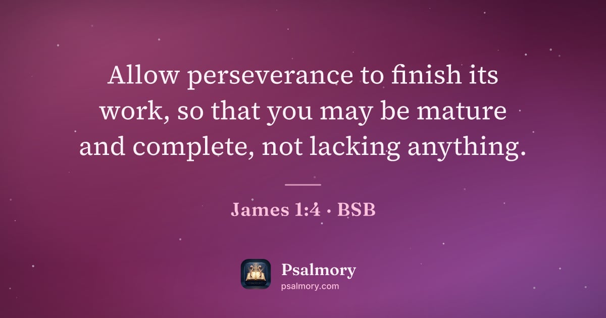 James 1:4 verse artwork: Allow perseverance to finish its work, so that you may be mature and complete, not…