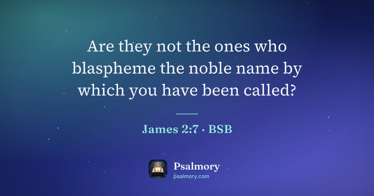 James 2:7 verse artwork: Are they not the ones who blaspheme the noble name by which you have been called?