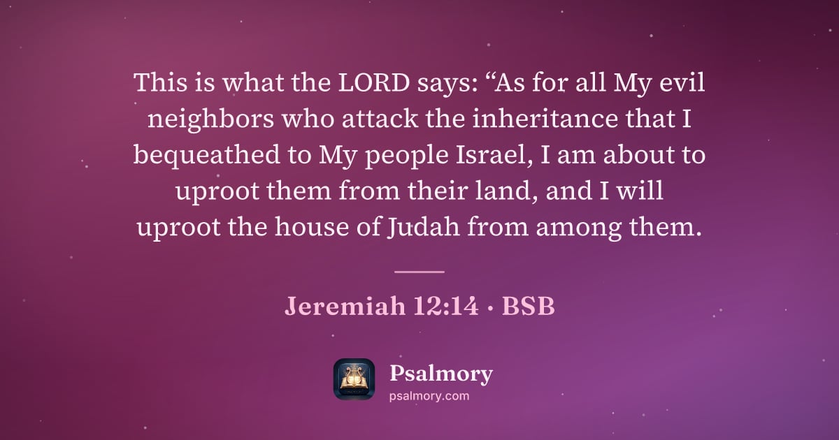 Jeremiah 12:14 verse artwork: This is what the LORD says: “As for all My evil neighbors who attack the inheritance…