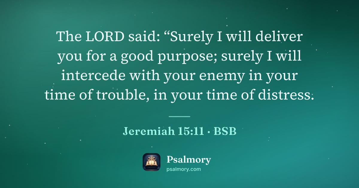 Jeremiah 15:11 verse artwork: The LORD said: “Surely I will deliver you for a good purpose; surely I will intercede…