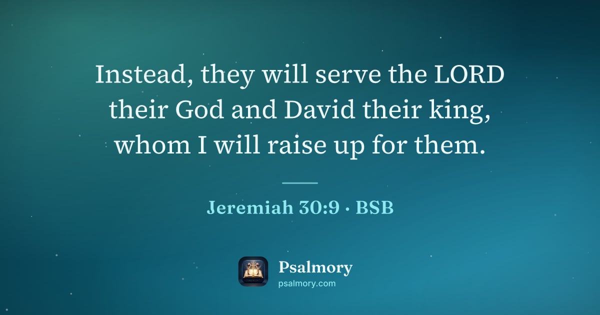 Jeremiah 30:9 verse artwork: Instead, they will serve the LORD their God and David their king, whom I will raise up…