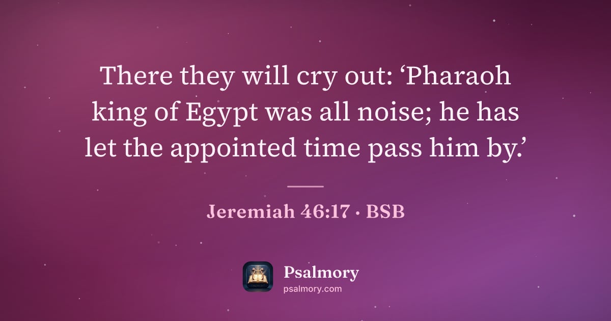 Jeremiah 46:17 verse artwork: There they will cry out: ‘Pharaoh king of Egypt was all noise; he has let the appointed…